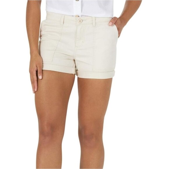 Lee Legendary Regular Fit Cream Mid Rise Rolled Hem Utility Shorts - Picture 1 of 13